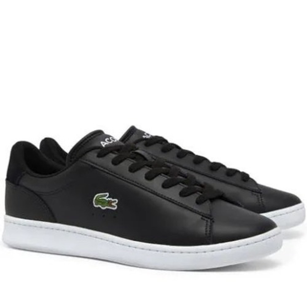 Lacoste Grad Vulc TS US Mens 8.5 Black Leather Sneakers Low Top Blue Shoes